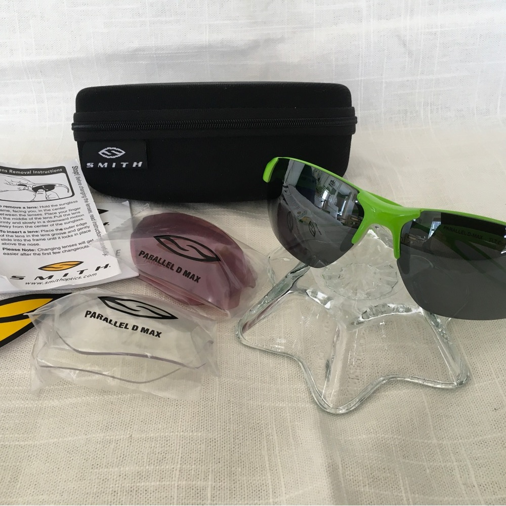 NWOT SMITH evolve Parallel D-Max Sunglasses with Case, 3 Lenses Green
